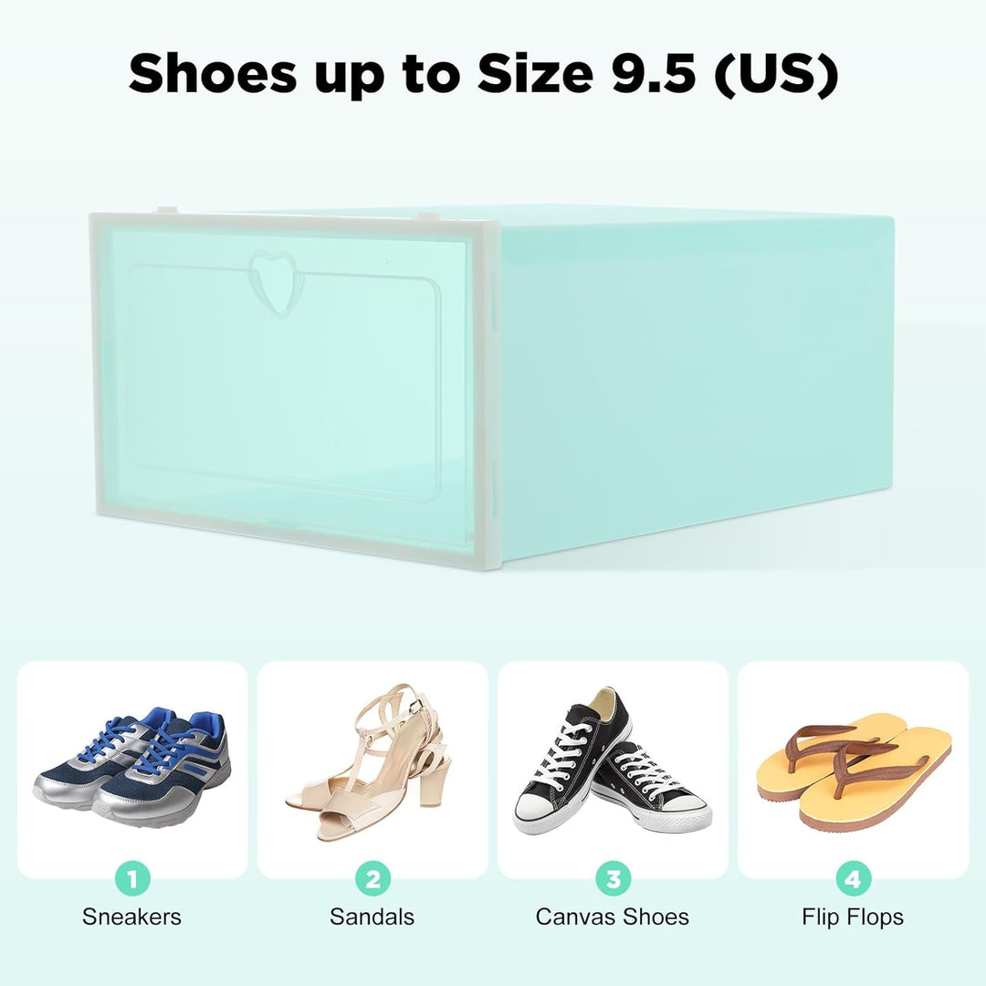 20er Pack Schuhboxen, Schuhboxen Stapelbar Transparent, Faltbar Schuhaufbewahrung mit Tür für Schran