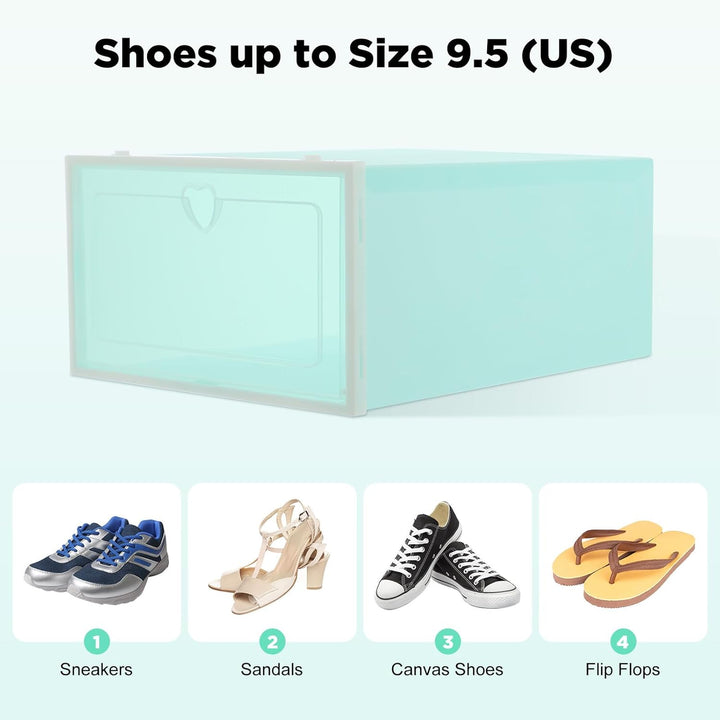 20er Pack Schuhboxen, Schuhboxen Stapelbar Transparent, Faltbar Schuhaufbewahrung mit Tür für Schran