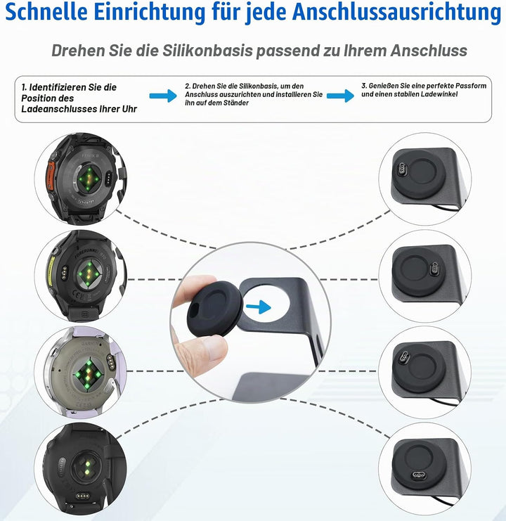 sciuU Ladegerät &amp; Ständer kompatibel mit Garmin Forerunner/Fēnix/Venu/Instinct/Vivoactive Serie, Lad