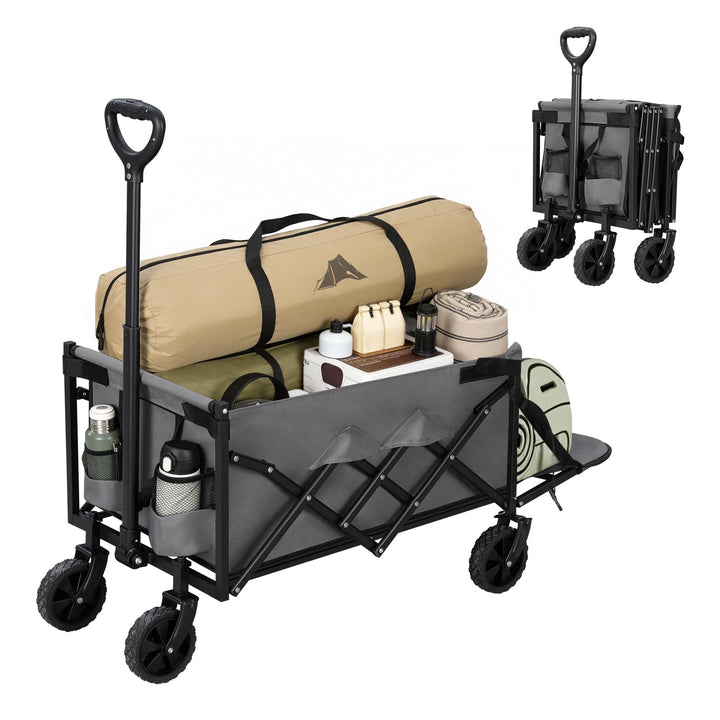 WOLTU Bollerwagen faltbar, 110L + 150kg Tragkraft, Handwagen mit 2 Getränkehaltern, 4 abnehmbaren Rä