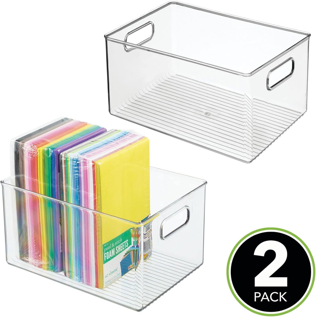 mDesign Ablagebox mit integrierten Griffen – grosse Aufbewahrungsbox für Make-up, Handtücher, Seifen
