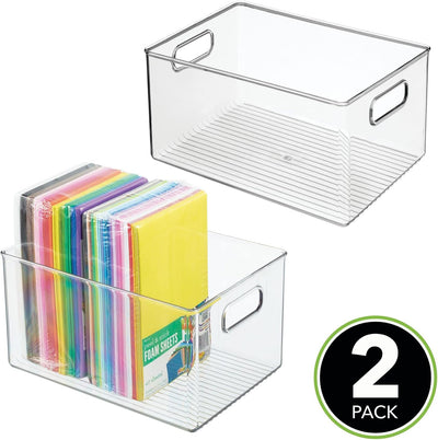 mDesign Ablagebox mit integrierten Griffen – grosse Aufbewahrungsbox für Make-up, Handtücher, Seifen
