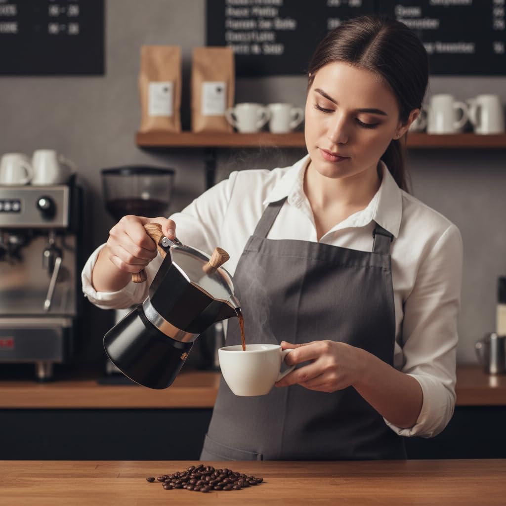 Espressokanne（300ml）Aluminium Mokkakanne，Espresso Kaffeekanne zur Zubereitung von Italienischen Espr
