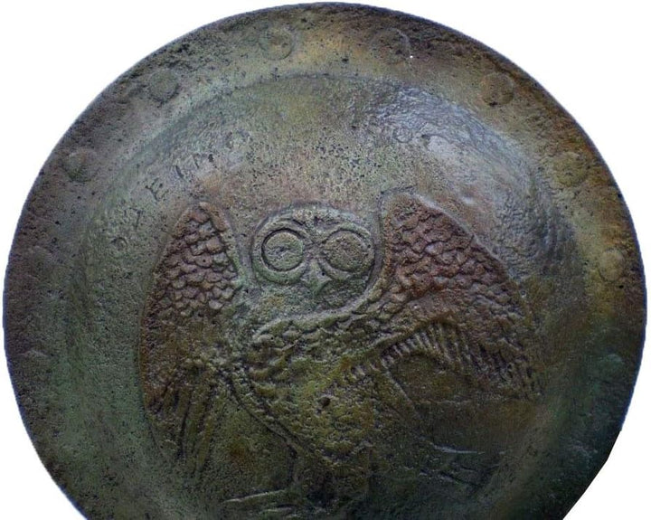 Hand Made Bronzeschild – Eule von Athen – Göttin Athena Symbol – Antik-Stil – Unikat