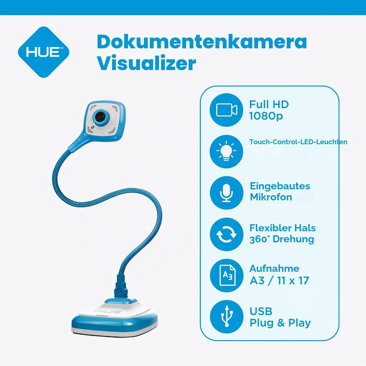 HUE HD Pro USB Dokumenten-Kamera/Visualizer/Videokonferenz-Kamera (Blau)