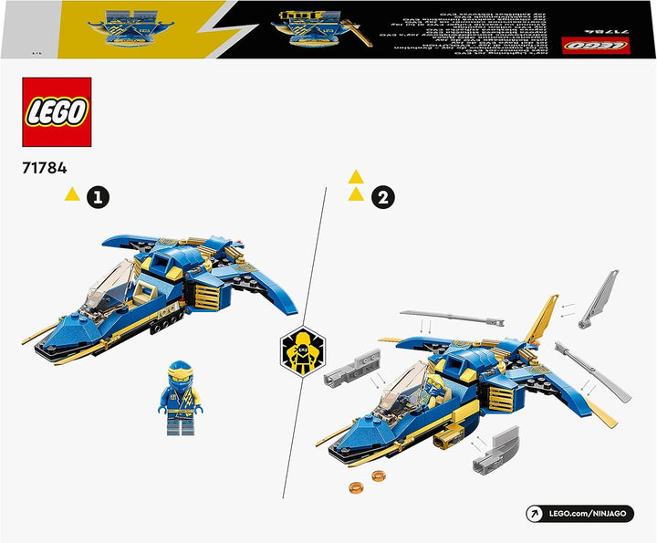 LEGO 71784 NINJAGO Jays Donner-Jet EVO, Aufrüstbares Ninja Spielzeug-Flugzeug mit Jay Minifigur, Ges