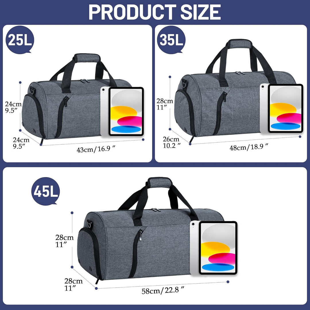 Sporttaschen für Damen und Herren, 35L Reisetasche Duffel Bag Übernachtungstasche mit Schuhfach &amp; Na