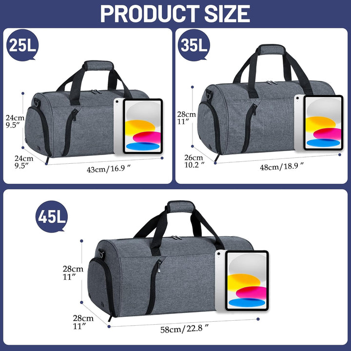 BECOJADDE Sporttaschen für Damen und Herren, 25L Reisetasche Duffel Bag Übernachtungstasche mit Schu