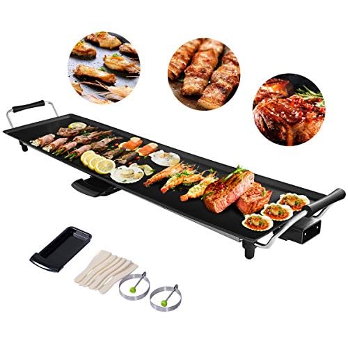 FANTASK Teppanyaki Grill 90x23cm, Elektrische Grillplatte 1800W, Elektrogrill mit Antihaftbeschichtu