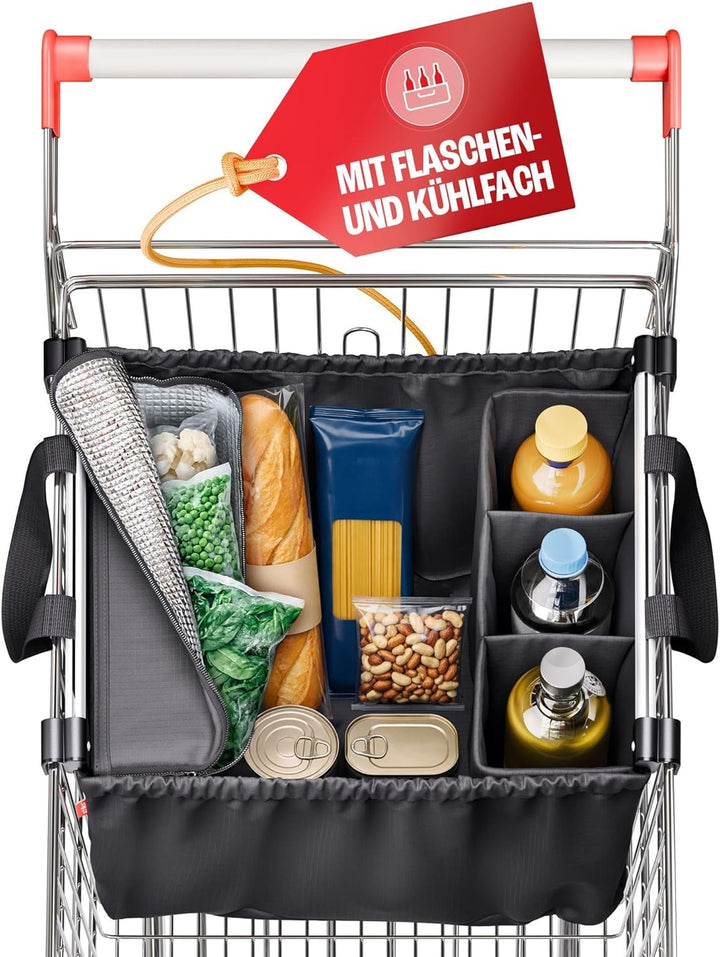 achilles Easy-Carrier Alu, Faltbare Einkaufswagentasche mit Kühlfach und Flaschenfach, Einkaufstasch