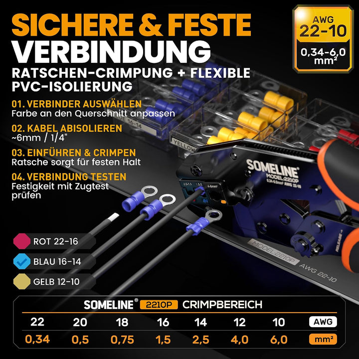 Crimpzangen Kabelschuhe Set, Crimpzange Set, mit 36 Arten Isolierte Kabelschuhe, Kabelschuhzange für