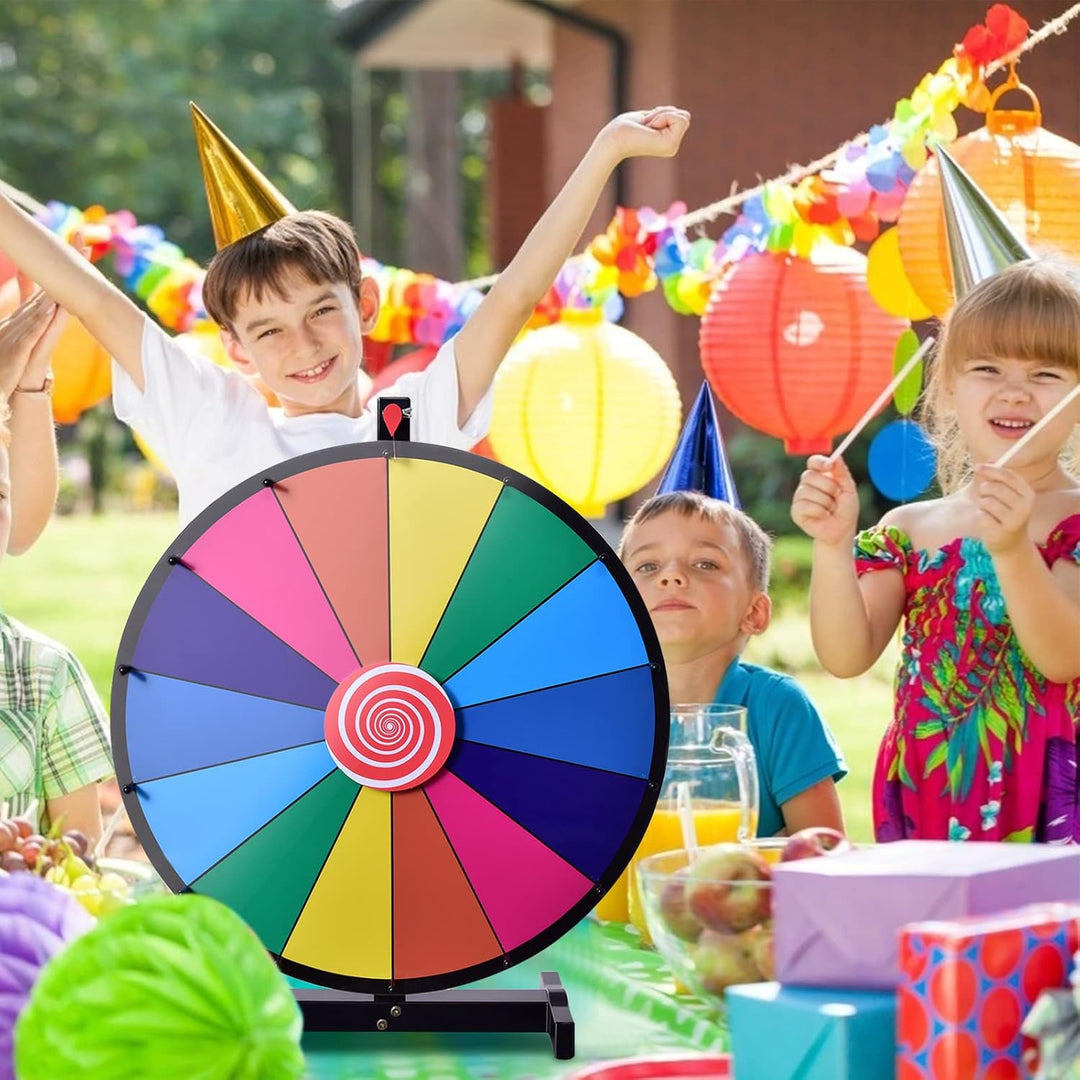 DREAMADE 24 Zoll Glücksrad zum drehen, Tischglücksrad für Lotteriespiele Wheel of Fortune Bunt, Prei