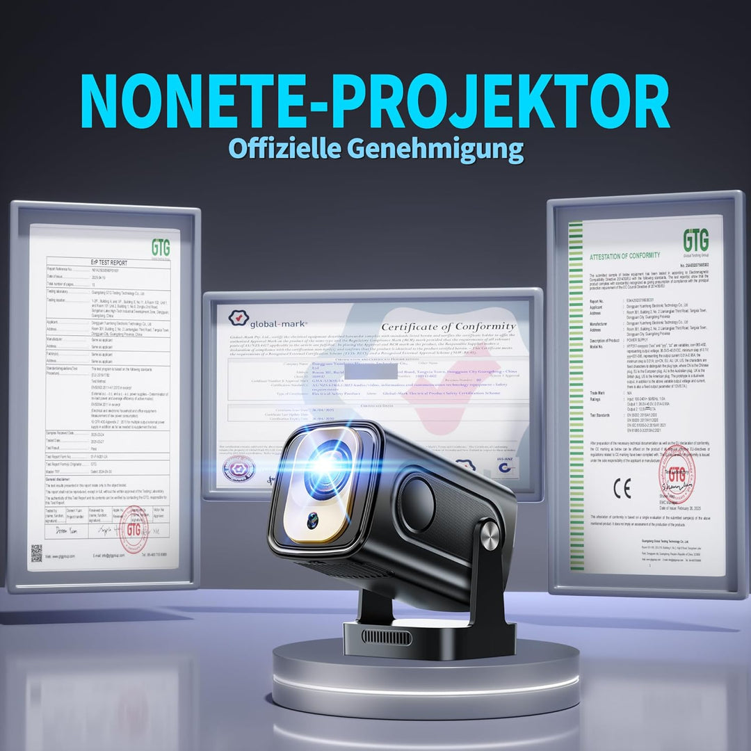 Mini Beamer 4K 1080P [2026 Neuer & Automatische Focus] Projektor Tragbarer mit WiFi 6 und Bluetooth