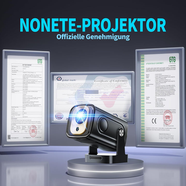 Mini Beamer 4K 1080P [2026 Neuer & Automatische Focus] Projektor Tragbarer mit WiFi 6 und Bluetooth