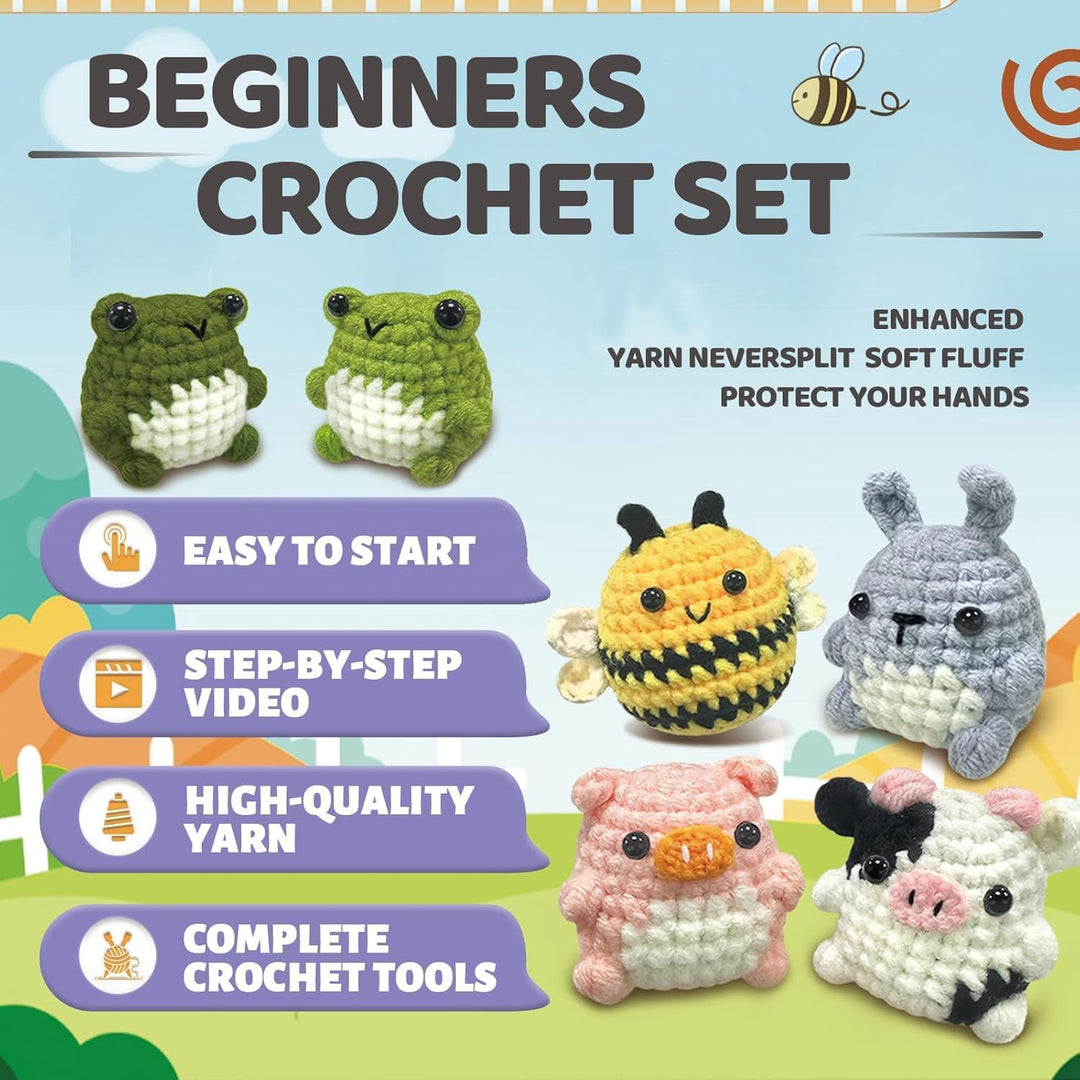 YAMAXIN Häkelset für Anfänger, Häkelgarn Zubehör Starter Set mit Schritt-für-Schritt-Video-Tutorials