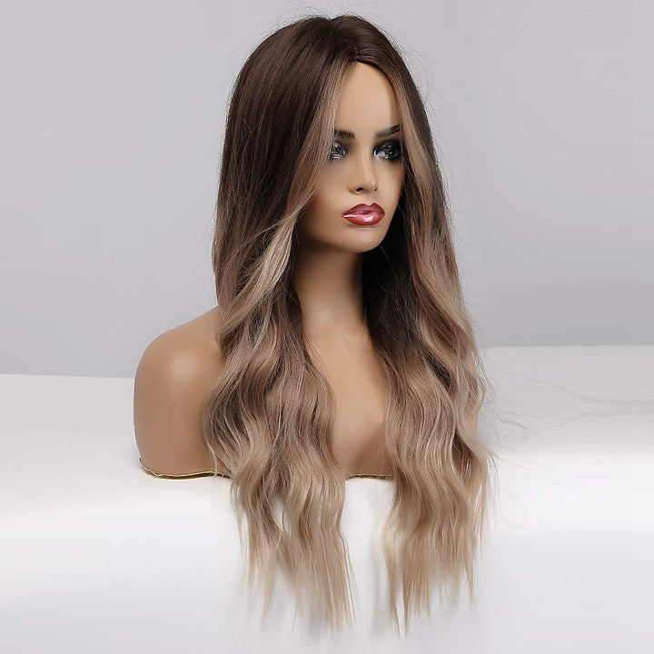 HAIRCUBE omber braune Perücke Mittelscheitel Lange lockige Frauenperücken 24-Zoll-Perücken für Fraue