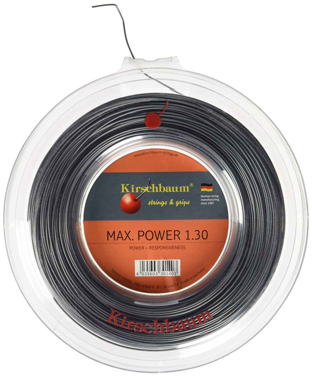 Kirschbaum Max Power String Reel-Black, 1.3 mm 200m Anthrazit, 200m Anthrazit
