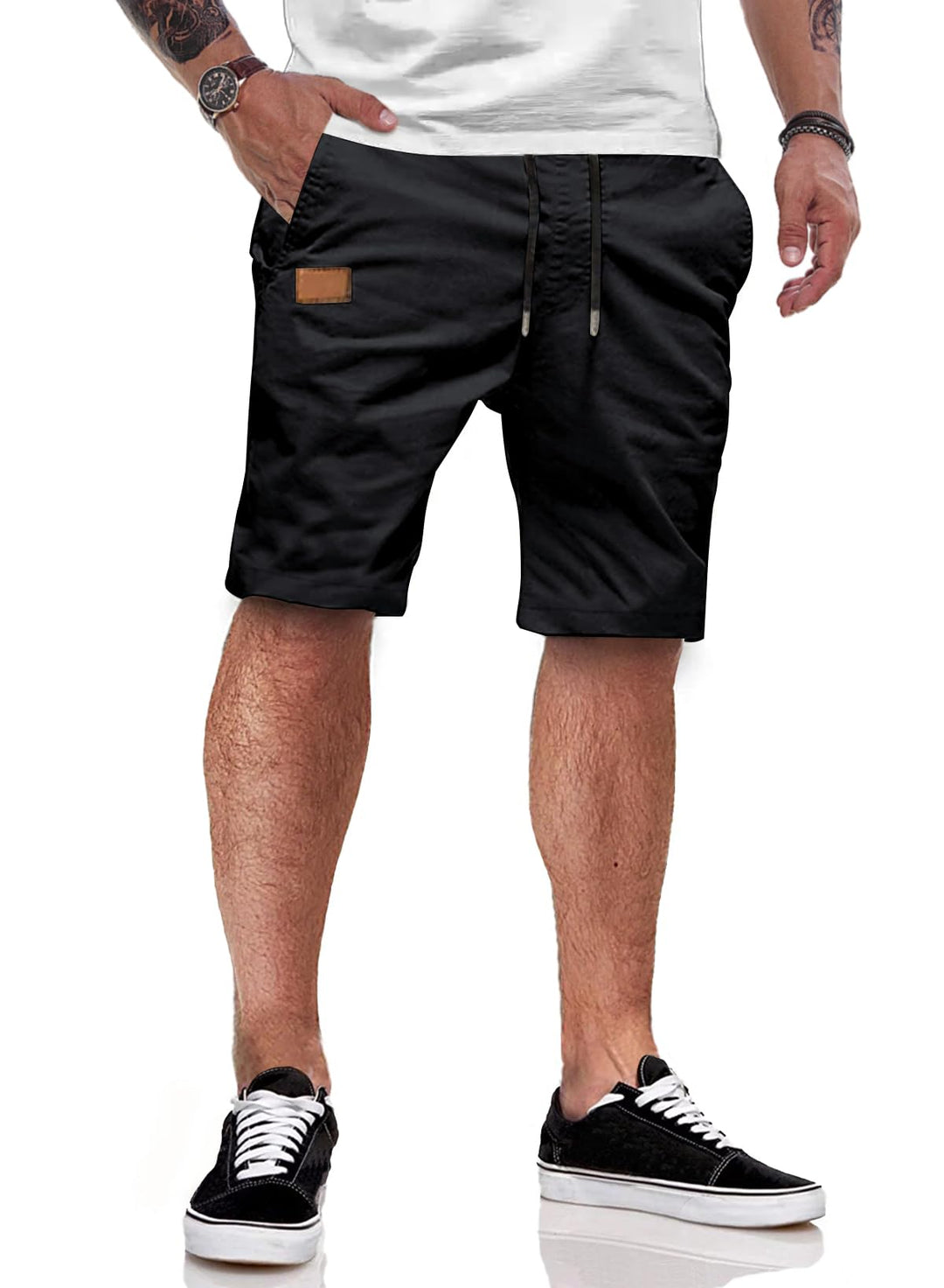 JMIERR Kurze Hosen Herren Sommer Shorts Herren Chino Baumwolle Elastische Taille mit Taschen S-3XL M
