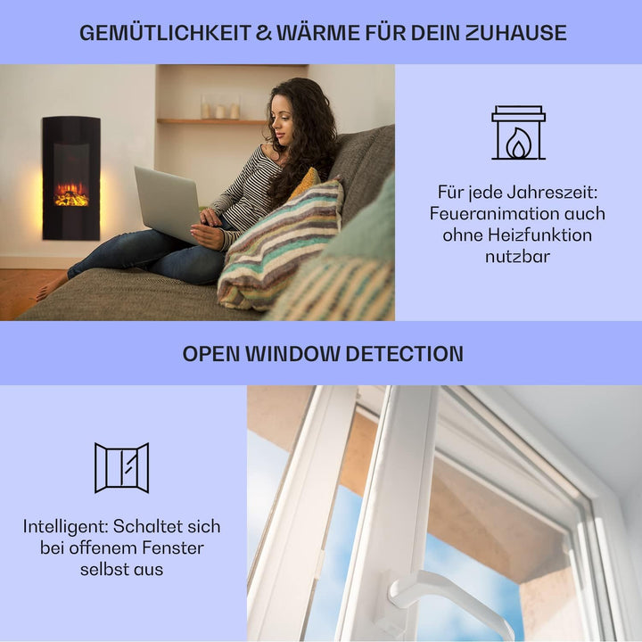 Klarstein Elektrokamin, Elektro Heizungen für Wohnzimmer & Innenräume, Elektrischer Kamin mit LED Fl