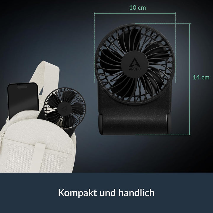 ARCTIC Summair 2Go - Wiederaufladbarer Handventilator mit Standfuss, stufenlos regelbar, 4-77h Laufz