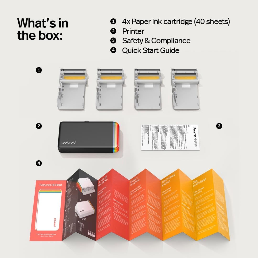 Polaroid Bundle Hi-Print+Paper - 2nd Generation - Bluetooth-verbundener 2x3 Pocket Photo- und Dye-Su
