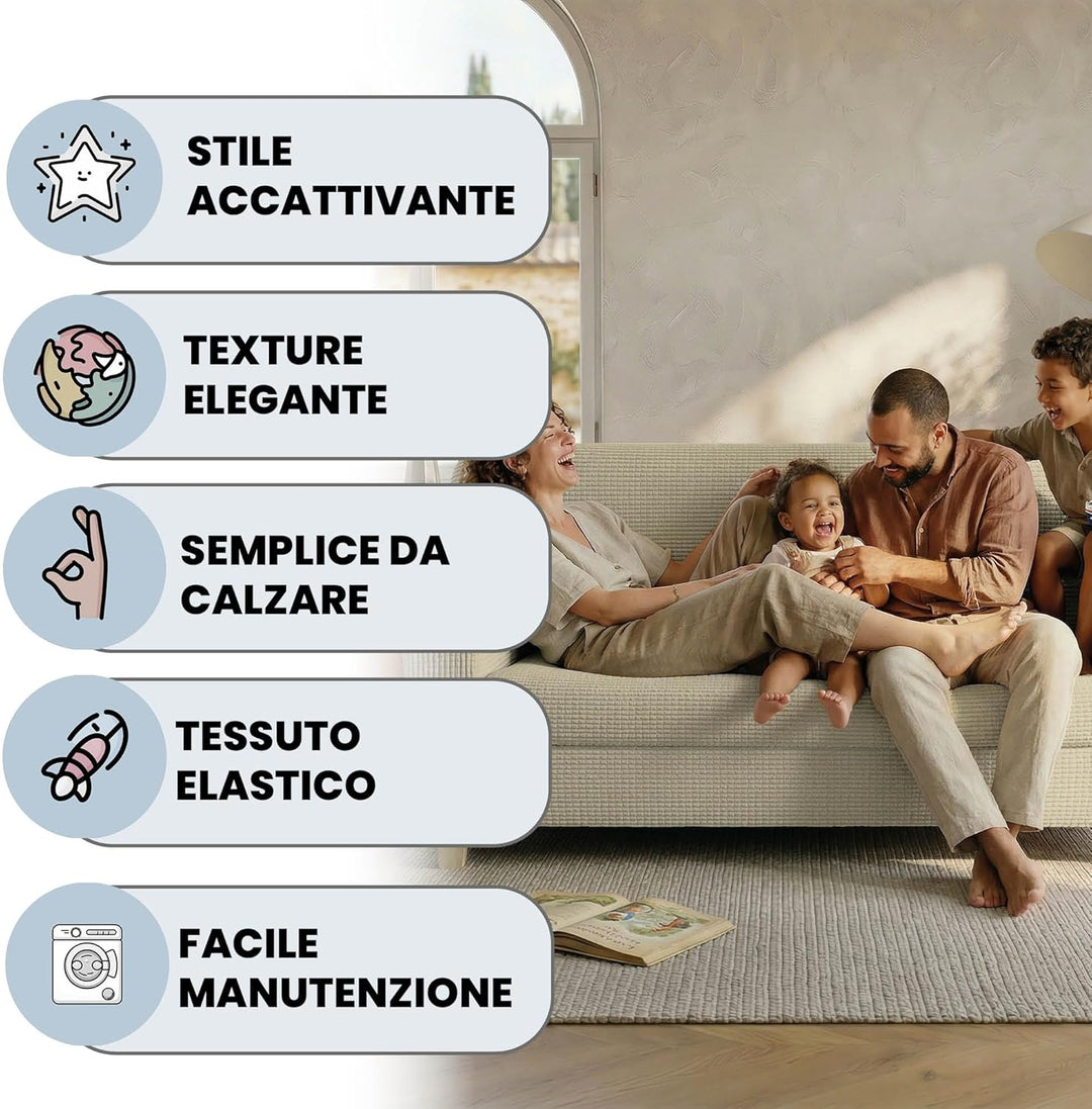 Sogni e capricci Leslie elastische Couchüberzüge, Creme, 3 Plätze 3 Plätze Creme, 3 Plätze Creme