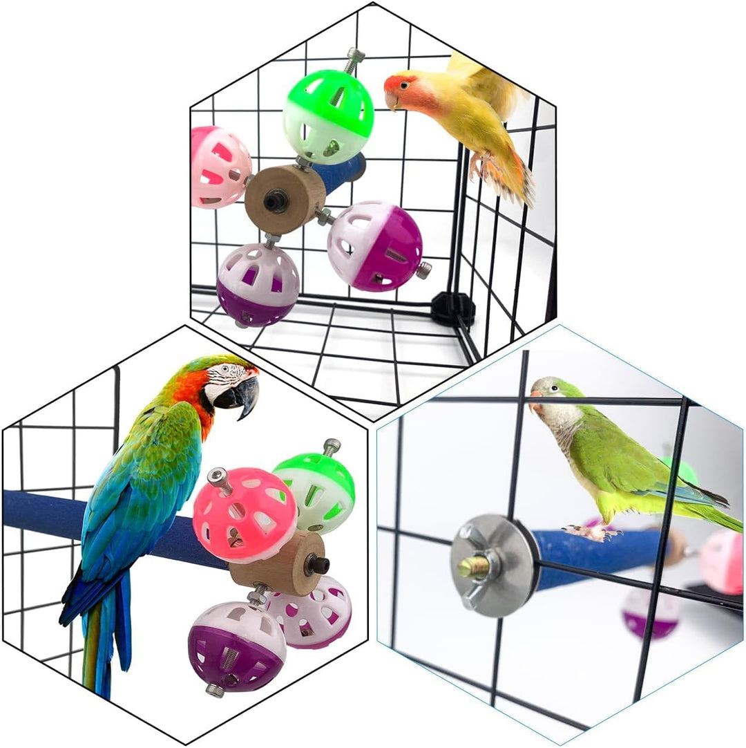 FlidRunest Barschspielzeug mit rotierenden Bällen für Vögel, raue Oberfläche, natürliches Papageiens