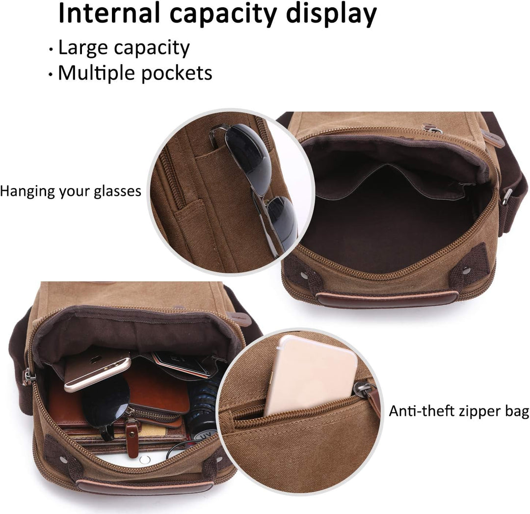 FANDARE Leinwand Umhängetasche Schultertasche Kuriertasche Canvas Messenger Bag für Herren Damen Kle