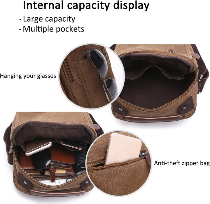 FANDARE Leinwand Umhängetasche Schultertasche Kuriertasche Canvas Messenger Bag für Herren Damen Kle