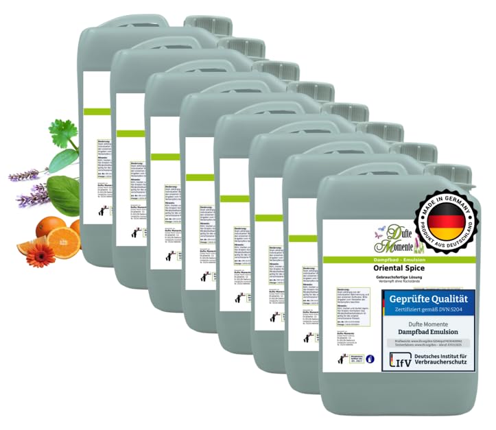 Dampfbad Emulsionen Set 8×3 L – freie Duftwahl – gebrauchsfertige Profi-Emulsion für Dampfbäder & Sp