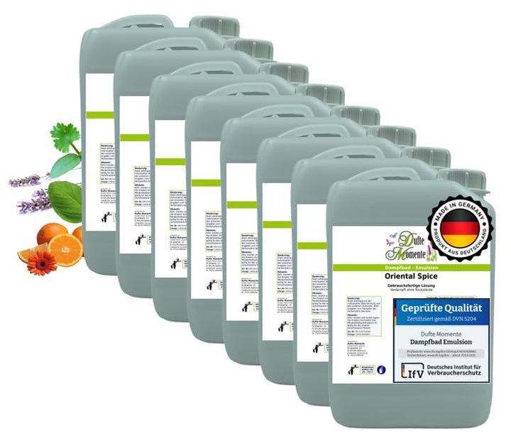 Dampfbad Emulsionen Set 8×3 L – freie Duftwahl – gebrauchsfertige Profi-Emulsion für Dampfbäder & Sp