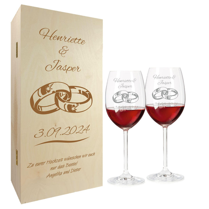 Geschenk zum Valentinstag – Wein Geschenksets – Weinglas mit Gravur 460ml – Hochzeitsgeschenke – Ges