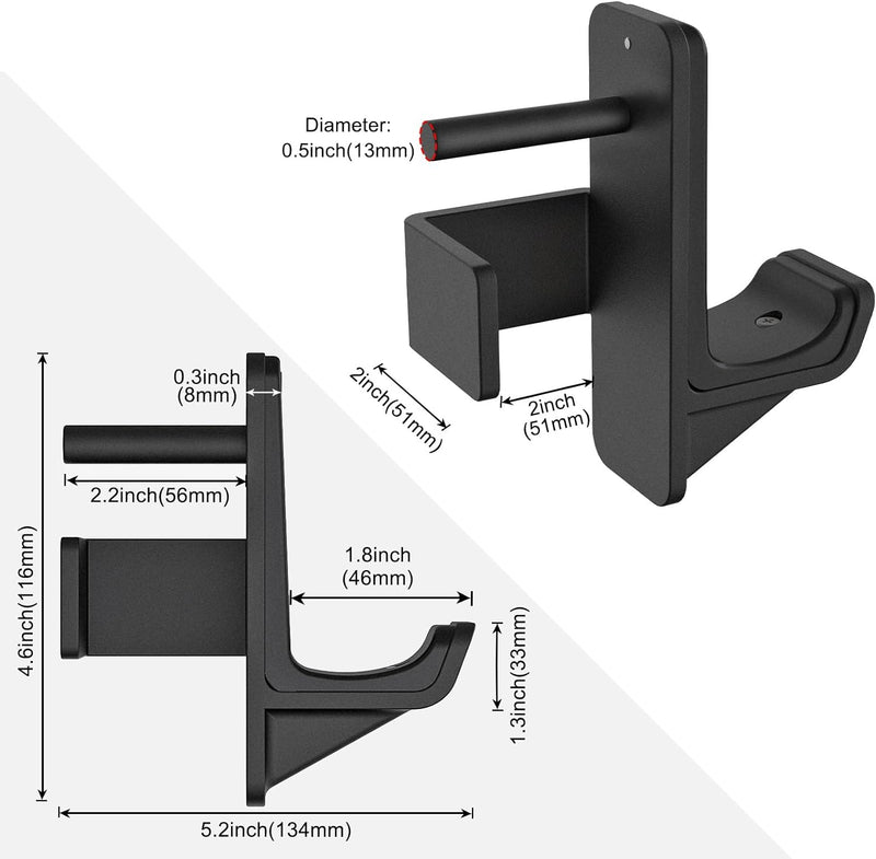 Kipika J-Haken für Power Rack – Unterseite verstärkte Stahlhaken mit Gummiauflage – 2 Stück 1/2 Hole