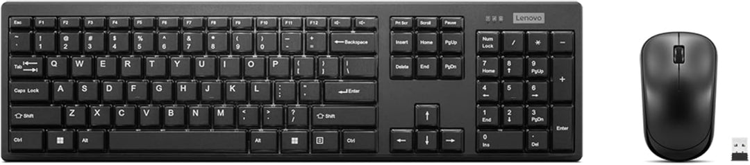 Lenovo 100 Combo Kabellose Tastatur und Maus, 2,4 G (optischer Sensor, 1600 DPI, Nano-USB-Empfänger,