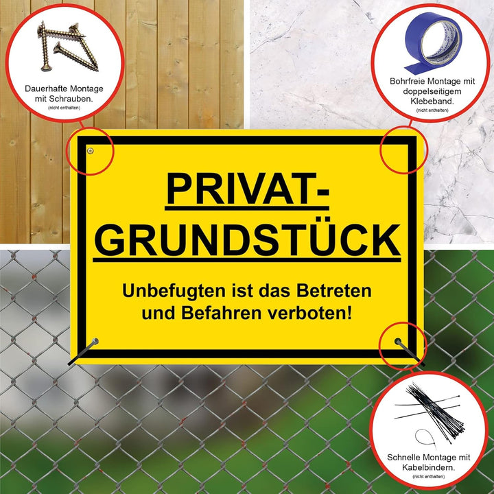 2 Stück XXL Privatgrundstück Unbefugten ist das betreten und befahren verboten Schild 40 x 30 cm aus