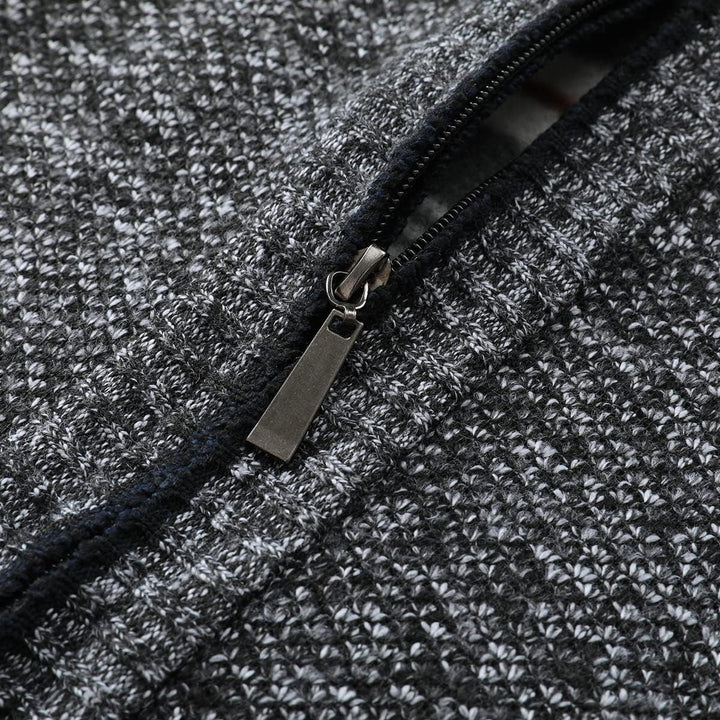 Herren Strickjacke Warm Fleece-gefüttert Wintermantel mit durchgehendem Reissverschluss M Dunkelgrau