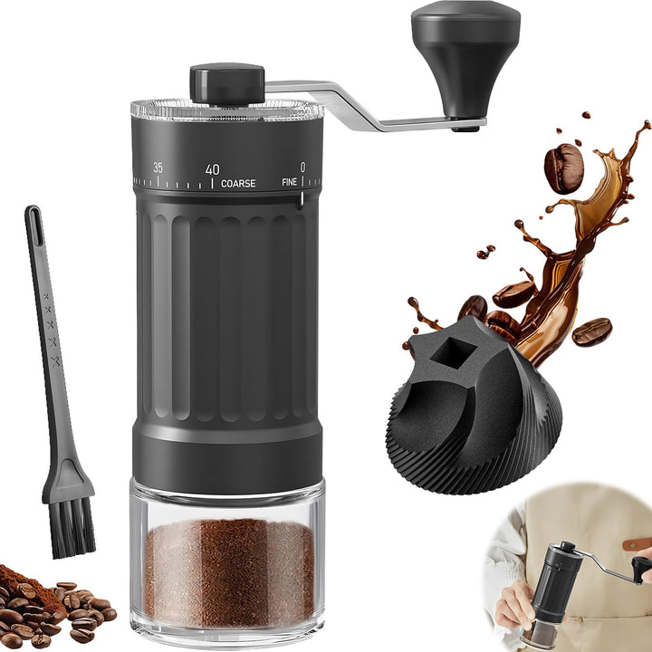 Kaffeemühle Manuell mit 40 Verstellbarer Mahlgrad, 30g Kapazität Manuelle Mini-Kaffeemühle, Hochpräz
