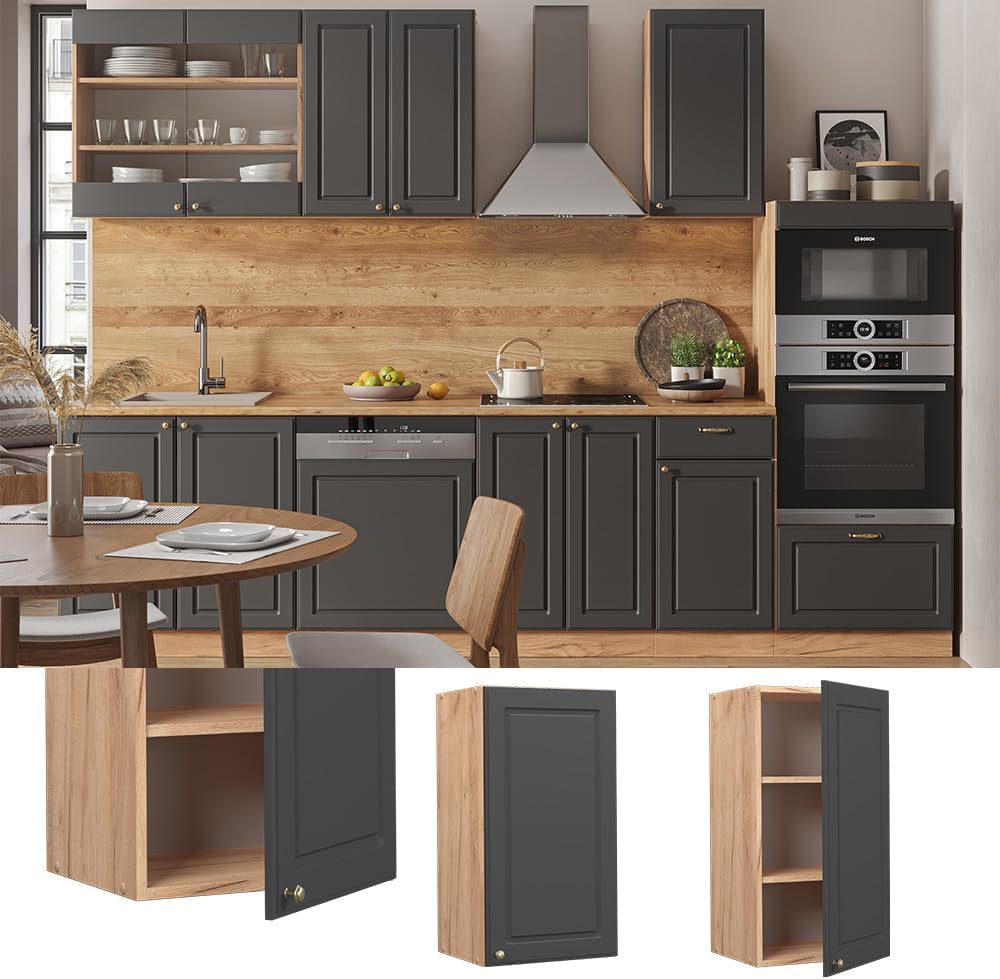 Vicco Hängeschrank Fame-Line, Anthrazit-Gold/Goldkraft Eiche, 40 cm Anthrazit-gold Hängeschrank 40 c