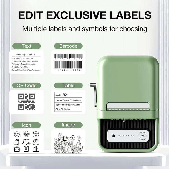 NIIMBOT B21 Bluetooth Etikettendrucker, Beschriftungsgerät Selbstklebend Kompatibel Mit IOS Android,