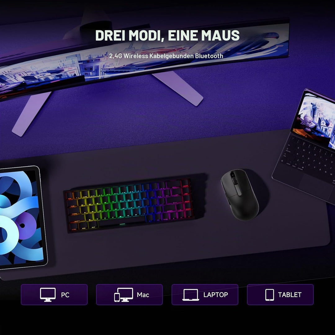 Akko Dash Max kabellose Gaming-Maus, 40g ultraleichte, PAW3395-Gaming-Sensor, kabellose (Bluetooth/2