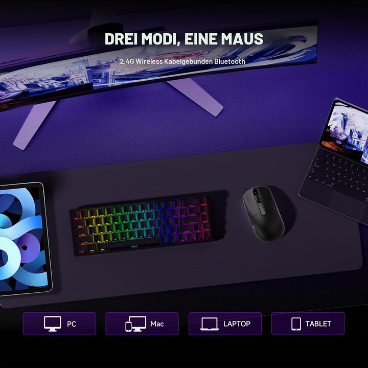 Akko Dash Max kabellose Gaming-Maus, 40g ultraleichte, PAW3395-Gaming-Sensor, kabellose (Bluetooth/2