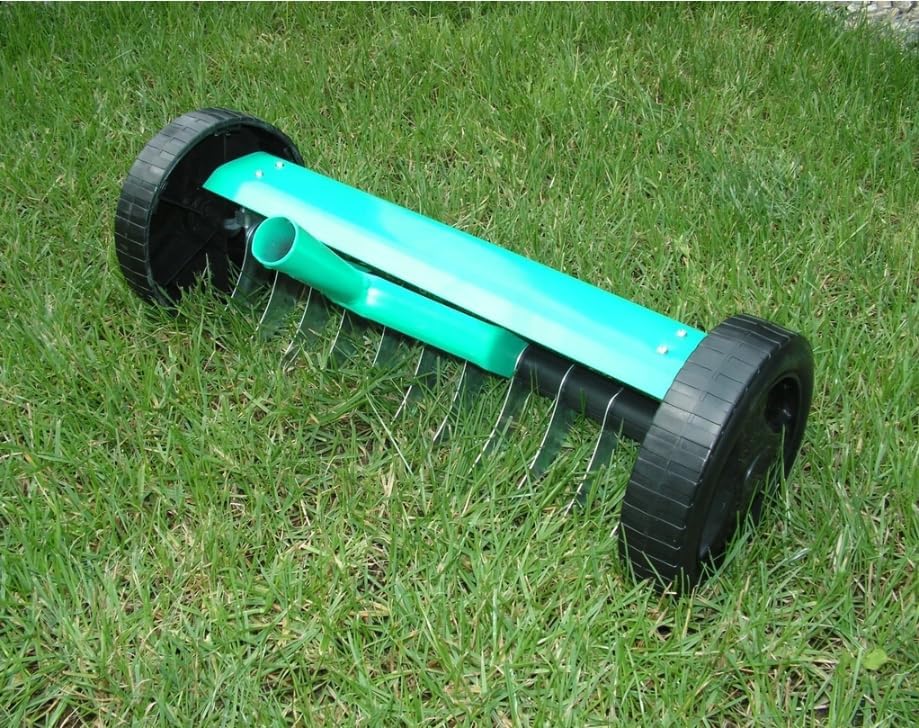 Vertikutierer Manuell Mit Rädern Rasenlüfter Garten Kultivator Jäten Rasen 34cm