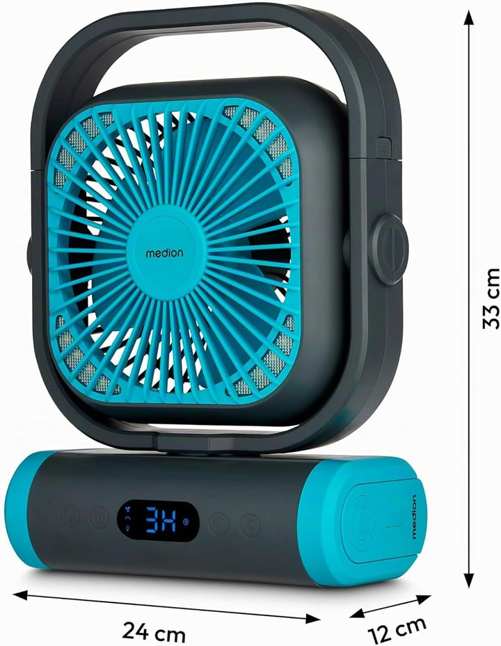 MEDION Ventilator E10 TF (Akku, Mini Ventilator, USB Ventilator klein mit Licht, Fernbedienung, 5 St