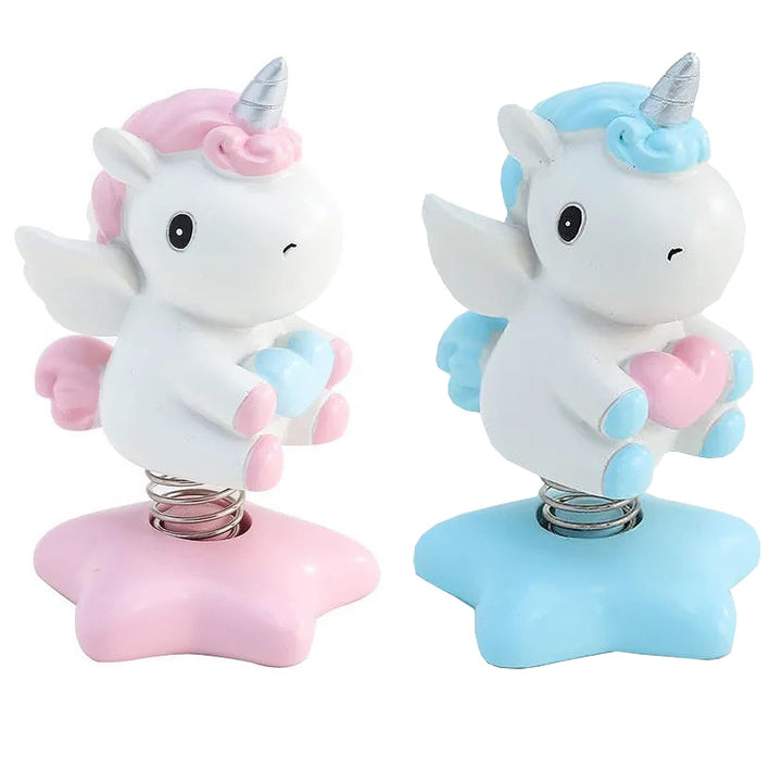2 Stücke Wackelfigur Einhorn Figuren,Einhorn-Wackelfigur mit Wackelkopf Einhorn Auto Ornament Autozu