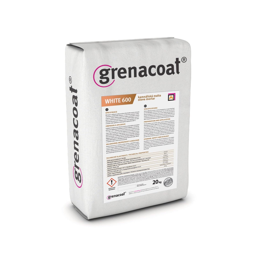 Haftmörtel Kleber Feuerungsmörtel weiss | Grenacoat White 600 | 20 kg