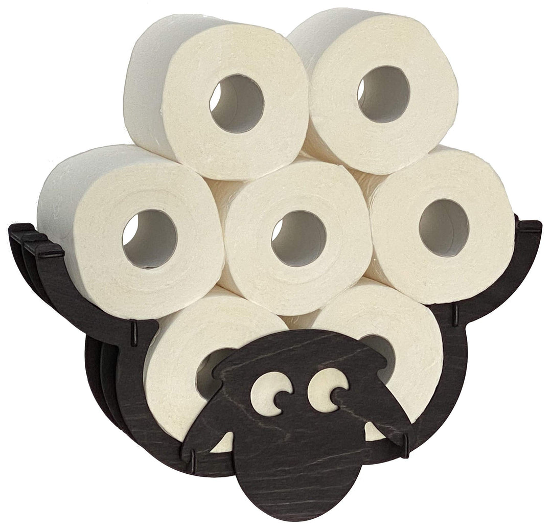 DanDiBo Toilettenpapierhalter Schaf Wand Schwarz Holz Toilettenrollenhalter WC Rollenhalter Ersatzro