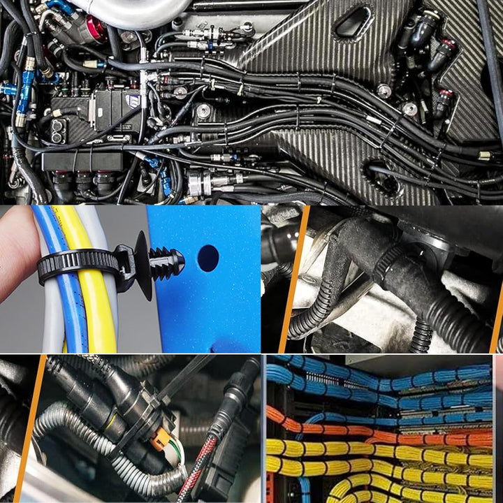 210 Stück Universal Kabelbinder für Autohalterung,5 Grössen Kabelbinder schwarzer Reissverschluss, N