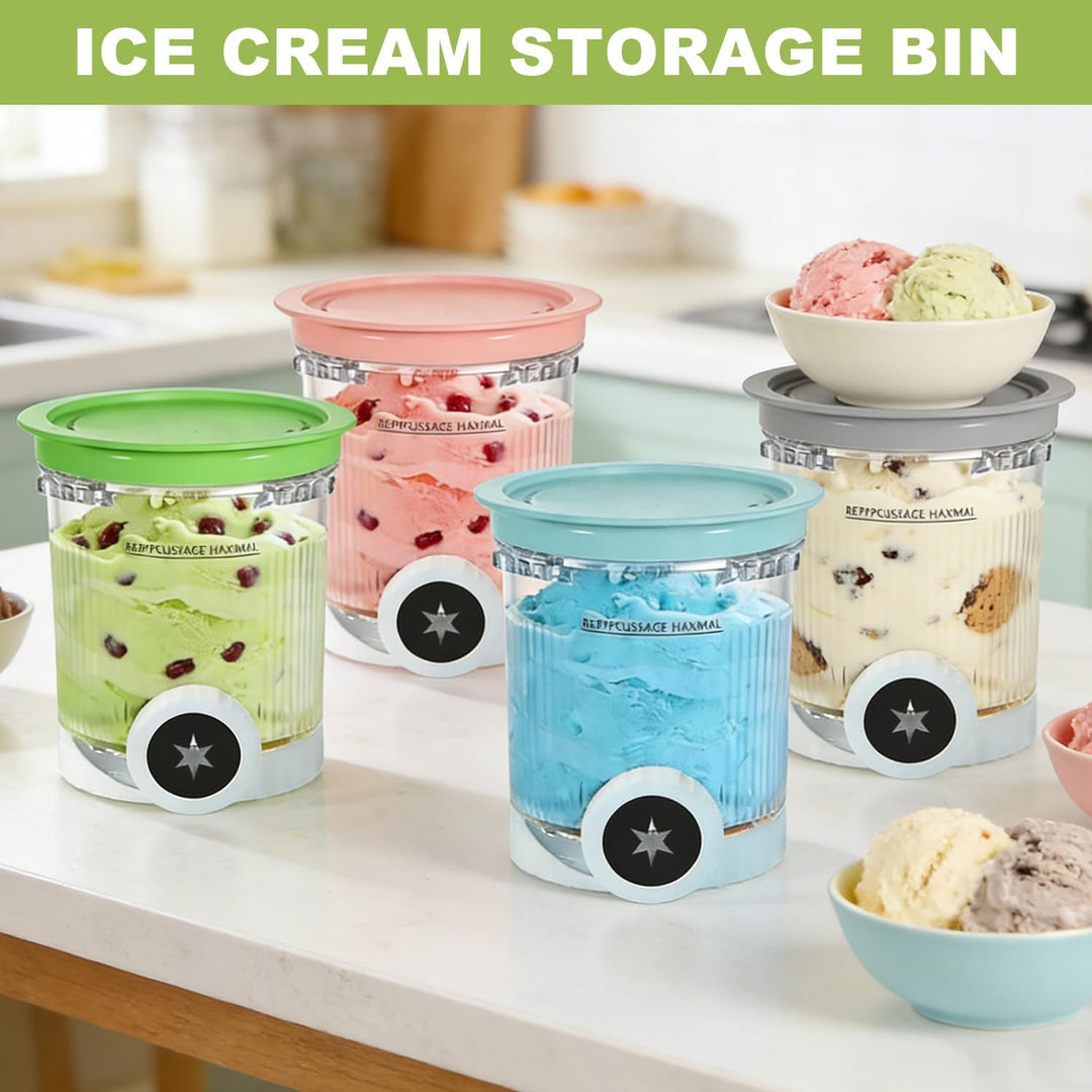 4 Stück Ninja Swirl Creami Behälter 500 ml Eisbehälter-für Ninja Creami NC701 & NC700 Serie Eismasch