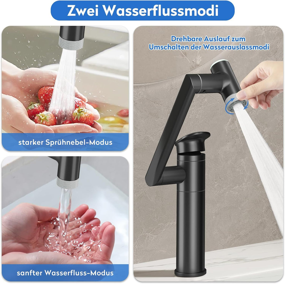 JONKEAN Wasserhahn Bad mit Temperaturanzeige(Batterielos), 1080° Drehbar Einhebelmischer Waschbecken