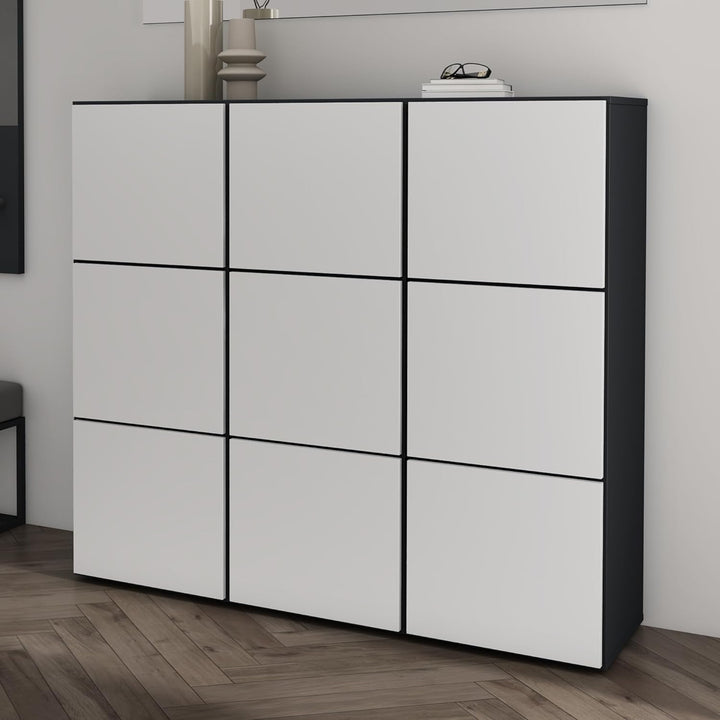 Mai & Mai Schuhschrank Schuhkommode mit 3 Schränken BTH: 45x36x120 cm Schuhregal Möbel in Anthrazit